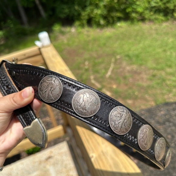 Vintage Appaloosa Leather Belt w/19 Walking Liberty & Eagle Silver Half Dollars main image 5